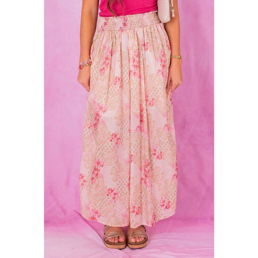 NEW IN FEBRUARY smocked maxi skirt in pink